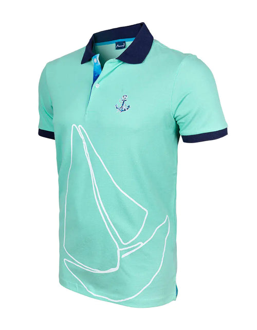 Load image into Gallery viewer, Anemoss Marine Mint Green Men&#39;s Polo Collar T-Shirt
