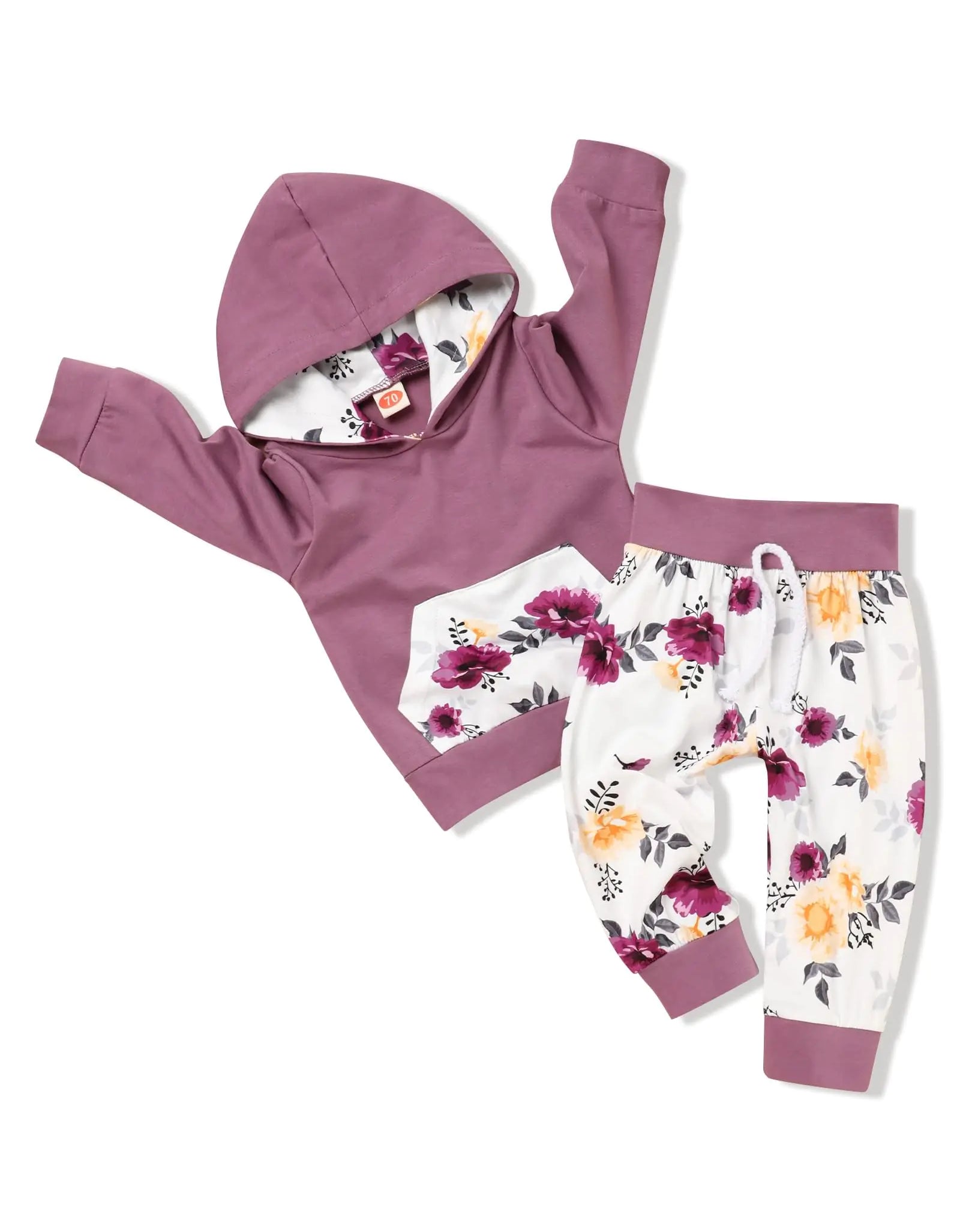 Okgirl Baby Girl Clothes Long Sleeve Hoodie Sweatshirt Floral Pants with Headband Outfit Set