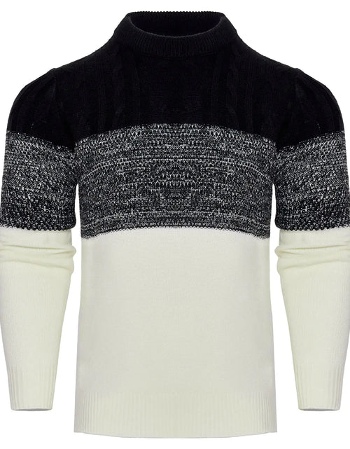 Load image into Gallery viewer, Men&#39;s Casual Color Block Long Sleeve Cable Knit Pullover Sweater
