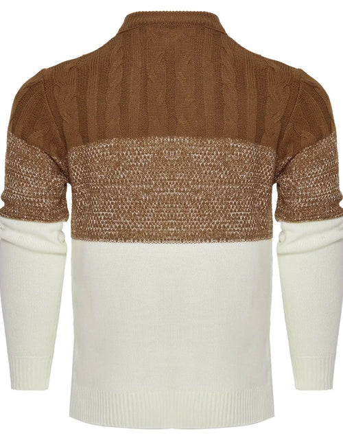 Load image into Gallery viewer, Men&#39;s Casual Color Block Long Sleeve Cable Knit Pullover Sweater
