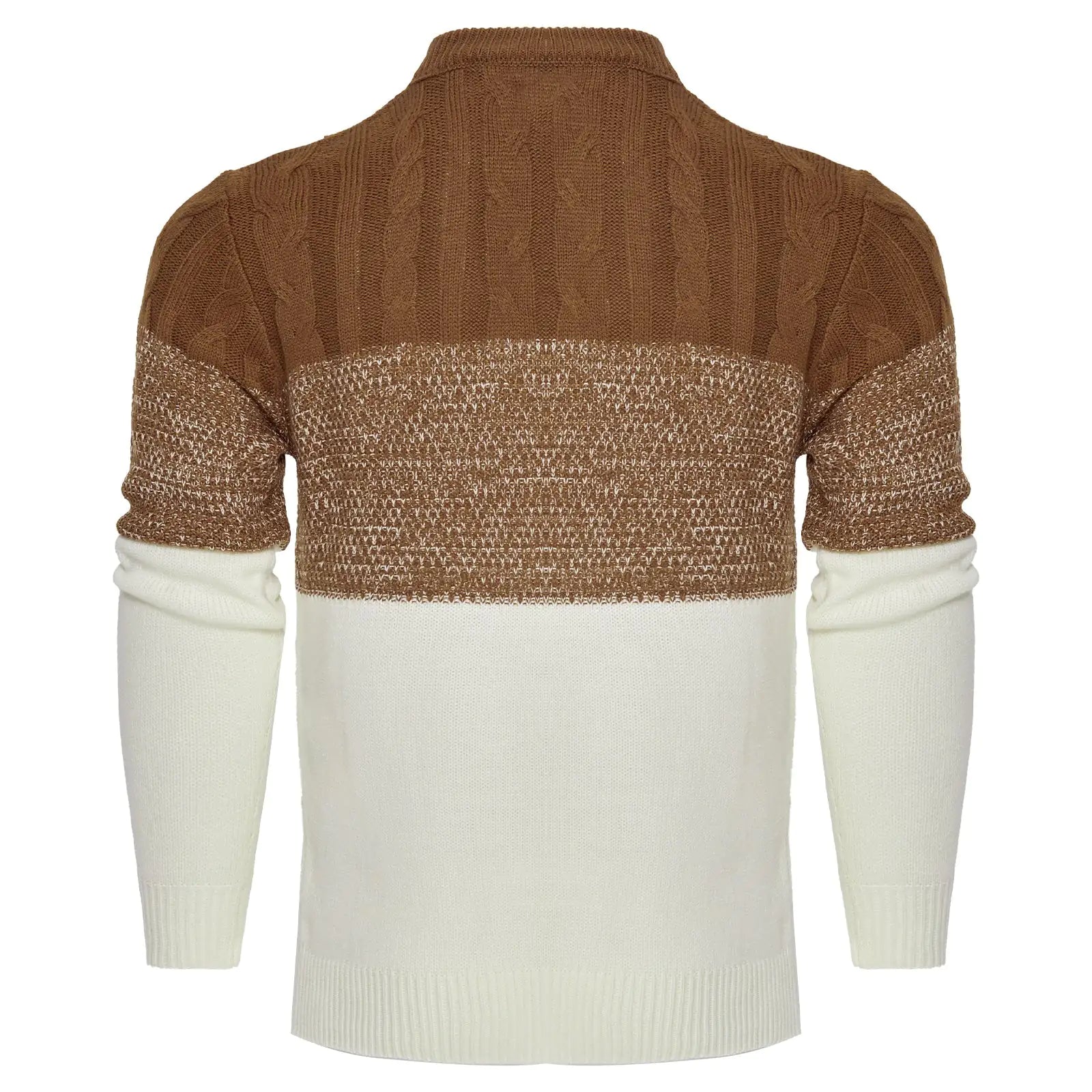 Men's Casual Color Block Long Sleeve Cable Knit Pullover Sweater