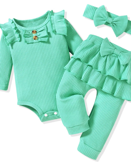 Load image into Gallery viewer, Aalizzwell Infant Baby Girls Clothes Ribbed Long Sleeve Fall Winter Outfit 12-18 Months Fluorescent Green
