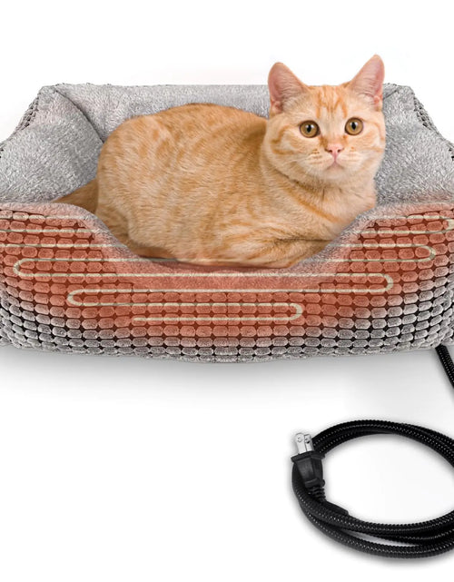 Load image into Gallery viewer, MARUNDA Heated Cats Bed for Indoor Use Electric Cats Heated Bed Pets Heating Bed for Cats and Small Dogs Washable Pets Bed with Automatic Heating Pad (23x20x7 Grey)
