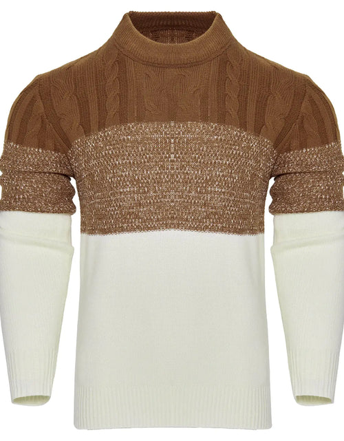 Load image into Gallery viewer, Men&#39;s Casual Color Block Long Sleeve Cable Knit Pullover Sweater
