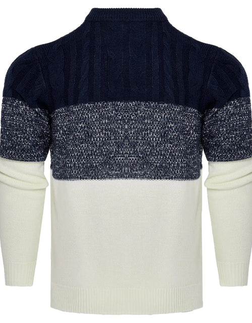 Load image into Gallery viewer, Men&#39;s Casual Color Block Long Sleeve Cable Knit Pullover Sweater
