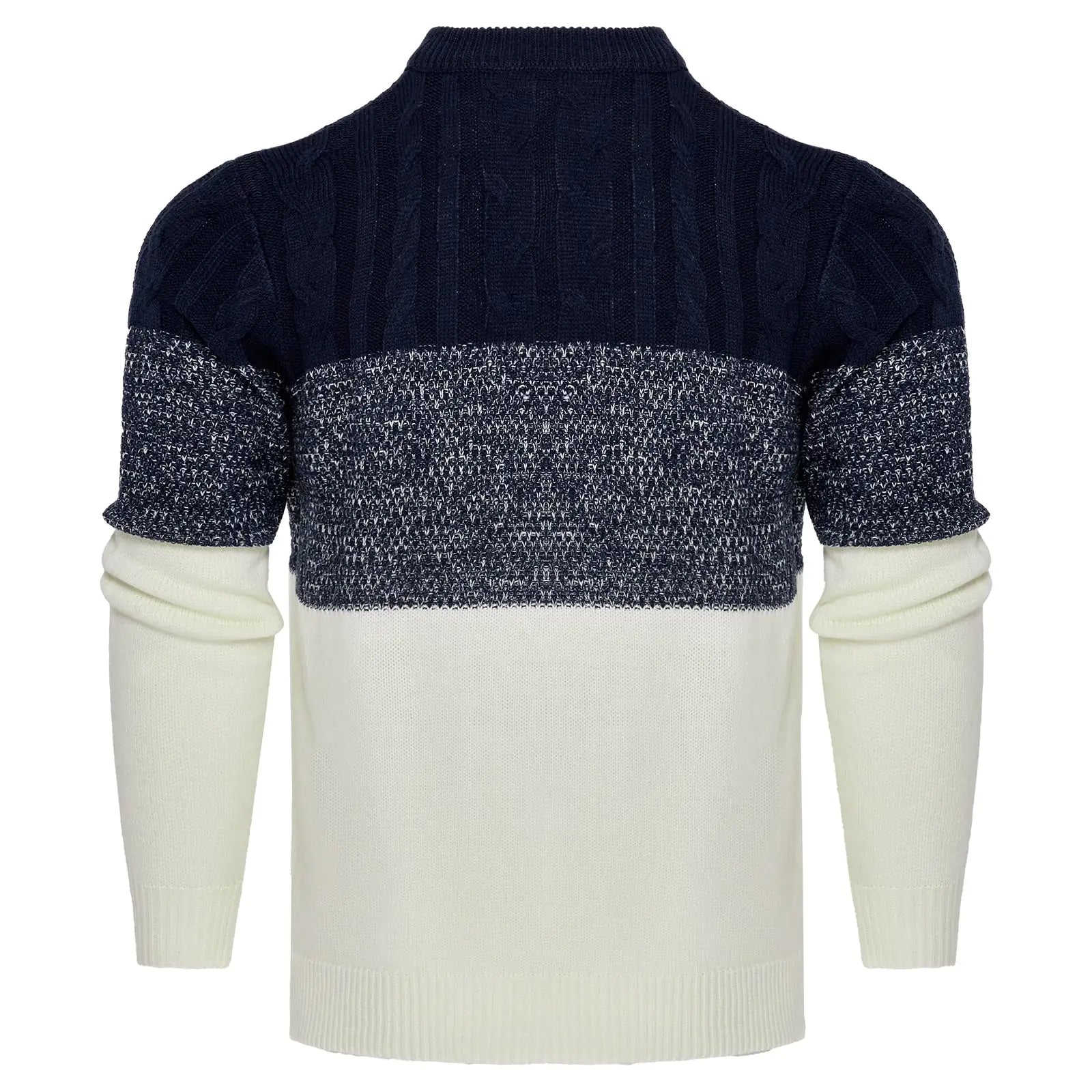 Men's Casual Color Block Long Sleeve Cable Knit Pullover Sweater