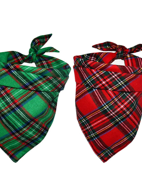 Load image into Gallery viewer, Malier 2 Pack Dog Bandana Christmas Classic Plaid Pets Scarf Triangle Bibs Kerchief Set Pet Costume Accessories Decoration for Small Medium Large Dogs Cats Pets (Green + Red Large)

