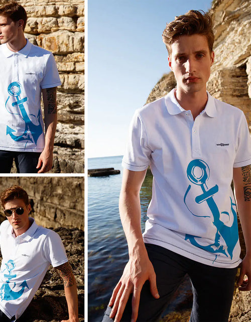 Load image into Gallery viewer, Anemoss Marine White Men&#39;s Polo Collar T-Shirt

