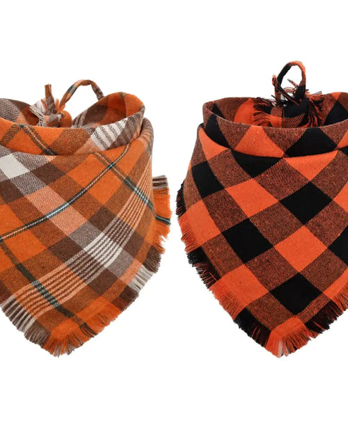Load image into Gallery viewer, Fall Dog Bandana Autumn Thanksgiving Plaid Reversible Triangle Bibs Scarf Accessories for Dogs Pets
