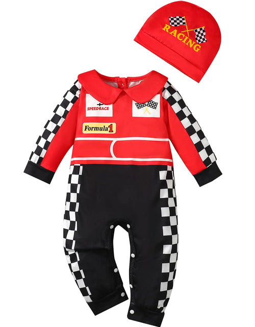 Load image into Gallery viewer, Happidoo Baby Boy Outfit Clothes Race Car Driver Romper (Red-Long6-12 Months)
