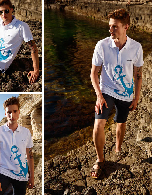 Load image into Gallery viewer, Anemoss Marine White Men&#39;s Polo Collar T-Shirt
