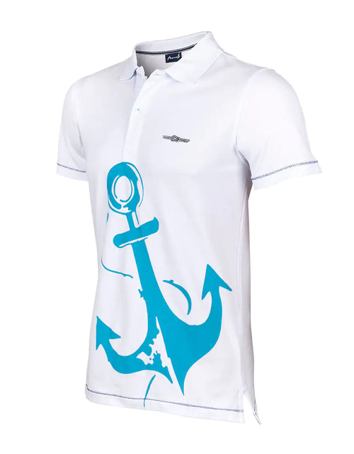 Load image into Gallery viewer, Anemoss Marine White Men&#39;s Polo Collar T-Shirt
