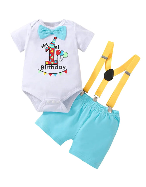 Load image into Gallery viewer, LUZOZEZO Baby Boy 1 year old First Birthday Clothes Infant Clothes Bow Tie Romper Pants Set Suspenders Cake Smash Outfits
