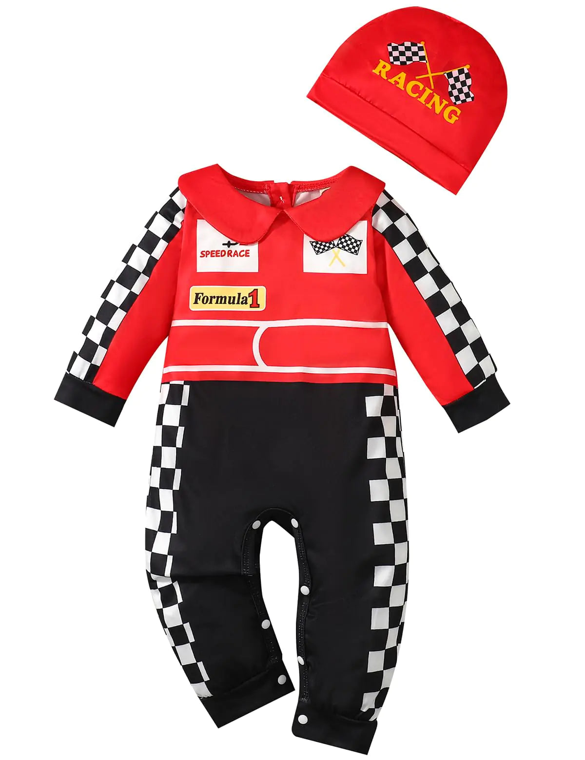 Happidoo Baby Boy Outfit Clothes Race Car Driver Romper (Red-Long6-12 Months)