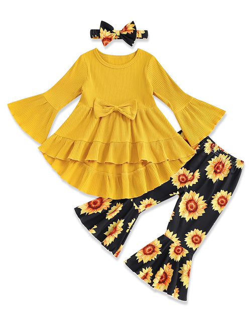 Load image into Gallery viewer, FoWear Toddler Girl Clothes Baby Girl Clothes Ruffle Tops Sunflower Pants Toddler Girl Winter Outfits Girls Clothes Size 6
