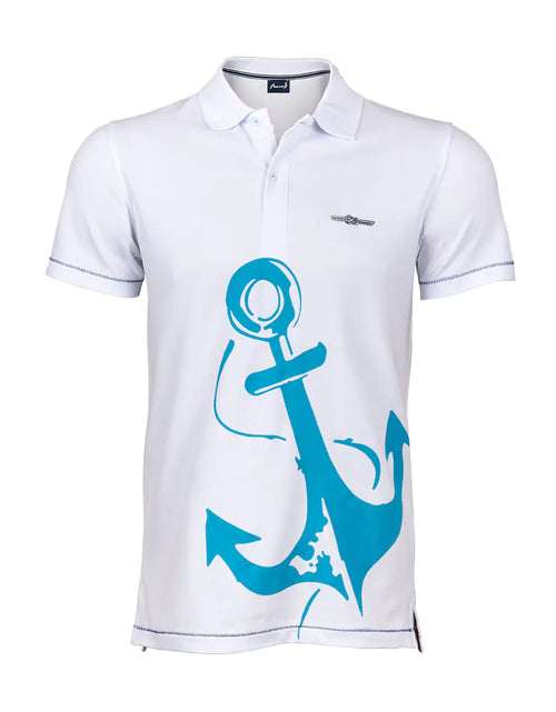 Load image into Gallery viewer, Anemoss Marine White Men&#39;s Polo Collar T-Shirt
