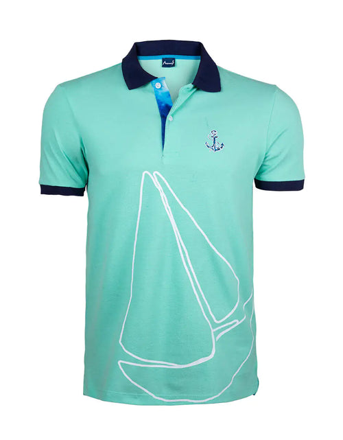 Load image into Gallery viewer, Anemoss Marine Mint Green Men&#39;s Polo Collar T-Shirt
