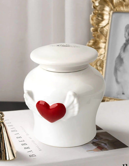 Load image into Gallery viewer, PET MOMENT Handmade Ceramic Pet Urn for Large Breed Dogs Cats Memorial Pet Ashes Urn for Pets High-end Angel Wing Pet Ashes Container for Large (0-75lbs) Pets
