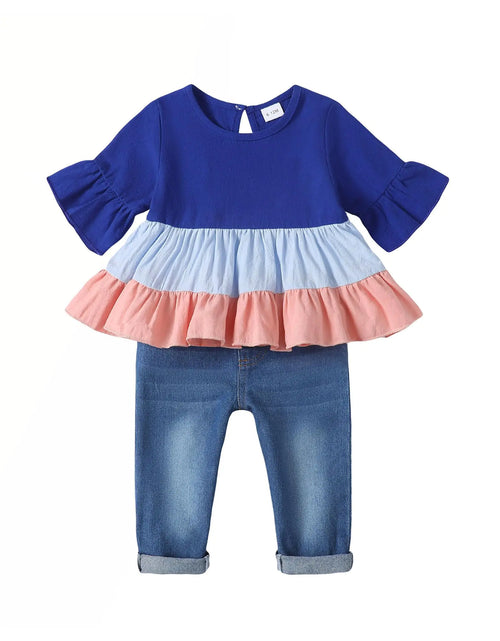 Load image into Gallery viewer, Mioglrie Baby Girl Clothes 12 Month Girl Clothes Short Sleeve Shirt Toddler Girl Denim Outfits Baby Girls Clothing Cute Baby Girl Stuff Toddler Clothes for Girl 12-18 Months
