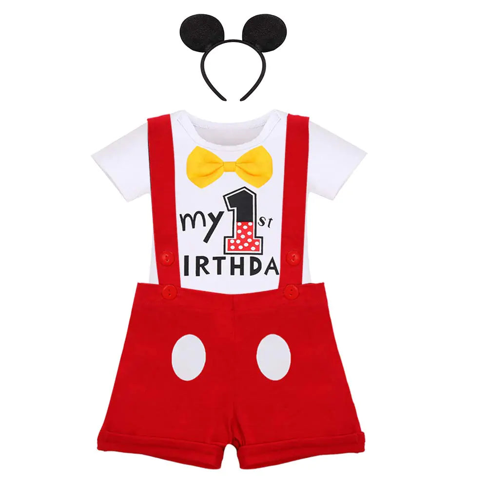 IBTOM CASTLE Baby Boys Formal Wedding Suits Infant Top Romper Bodysuit Cake Smash Photo Props 3Pcs Clothes Set ONE+Bib Pants Overalls Clothes Set for Photo Shoot White-1st Birthday 6-12 Months