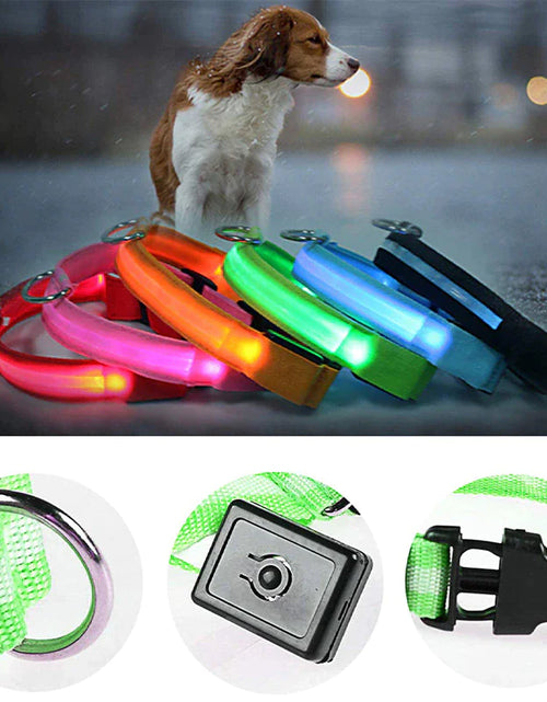 Load image into Gallery viewer, LED Adjustable Dog Collar Blinking Flashing Light Up Glow Pets Safety Waterproof
