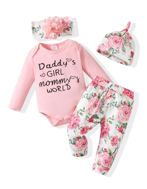 Load image into Gallery viewer, Renotemy Newborn Girl Clothes Outfits Gifts Long Sleeve Tops + Floral Pants Sets Spring Fall Winter Baby Girl Clothes 3-6 Months Pink Floral

