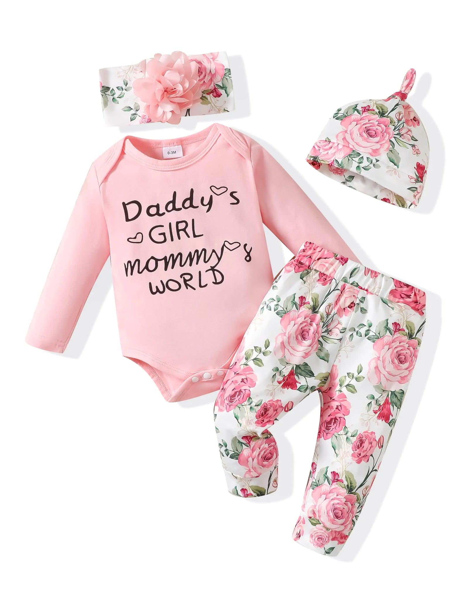 Renotemy Newborn Girl Clothes Outfits Gifts Long Sleeve Tops + Floral Pants Sets Spring Fall Winter Baby Girl Clothes 3-6 Months Pink Floral