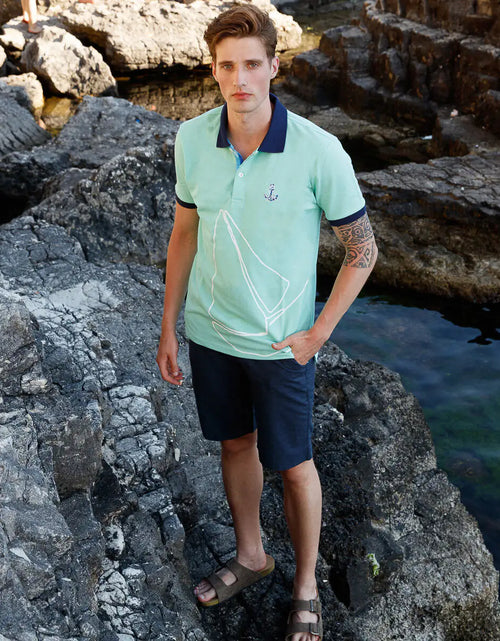 Load image into Gallery viewer, Anemoss Marine Mint Green Men&#39;s Polo Collar T-Shirt
