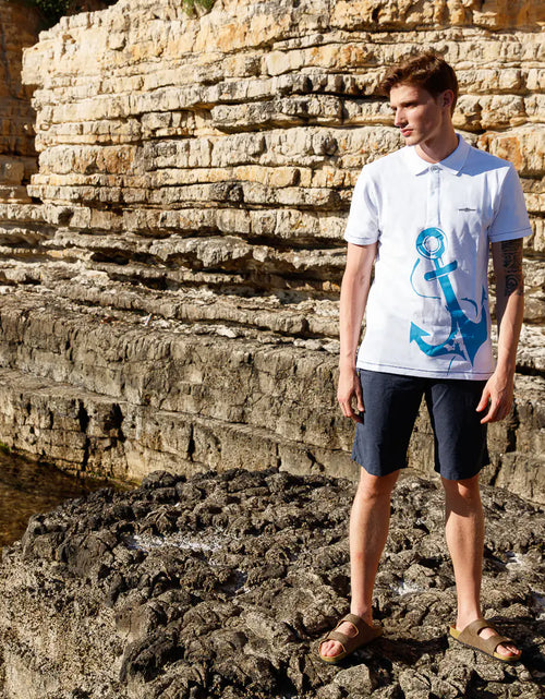 Load image into Gallery viewer, Anemoss Marine White Men&#39;s Polo Collar T-Shirt
