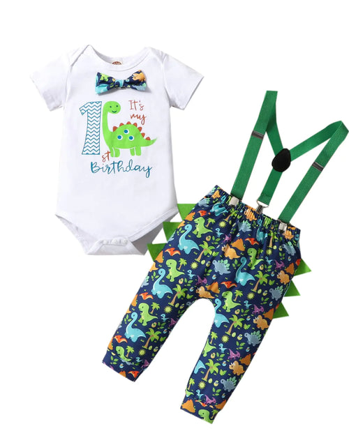 Load image into Gallery viewer, LUZOZEZO Baby Boy Funny First Birthday Clothes Infant Clothes Bow Tie Romper Pants Set Suspenders Cake Smash Outfits
