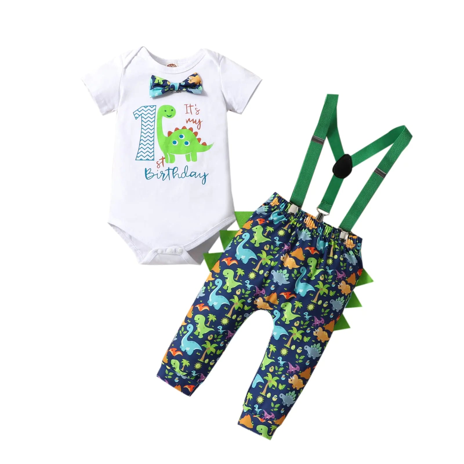 LUZOZEZO Baby Boy Funny First Birthday Clothes Infant Clothes Bow Tie Romper Pants Set Suspenders Cake Smash Outfits