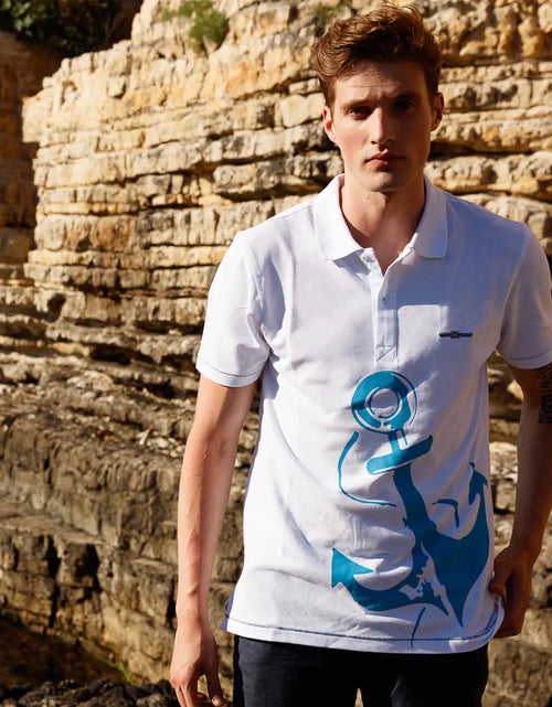 Load image into Gallery viewer, Anemoss Marine White Men&#39;s Polo Collar T-Shirt
