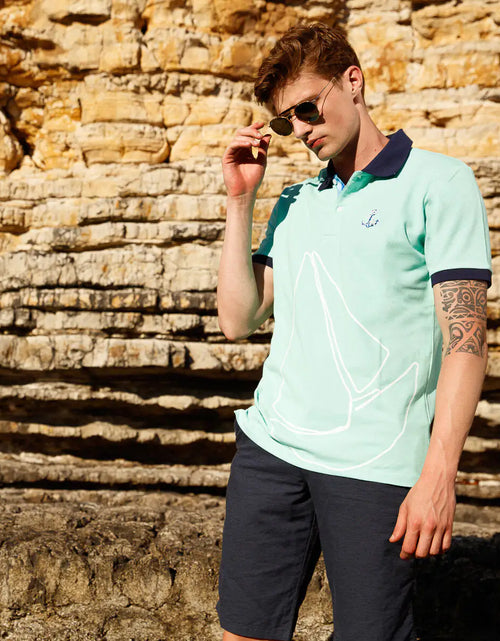 Load image into Gallery viewer, Anemoss Marine Mint Green Men&#39;s Polo Collar T-Shirt
