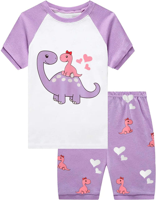 Load image into Gallery viewer, CM-Kid Girls Summer Pajamas Sets for Little Girls Short Sleeve Sets 2 Piece PJ Set Cute Dinosaur Sleepover Jammies Toddler Clothes Size 2
