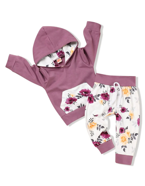 Load image into Gallery viewer, Okgirl Baby Girl Clothes Long Sleeve Hoodie Sweatshirt Floral Pants with Headband Outfit Set
