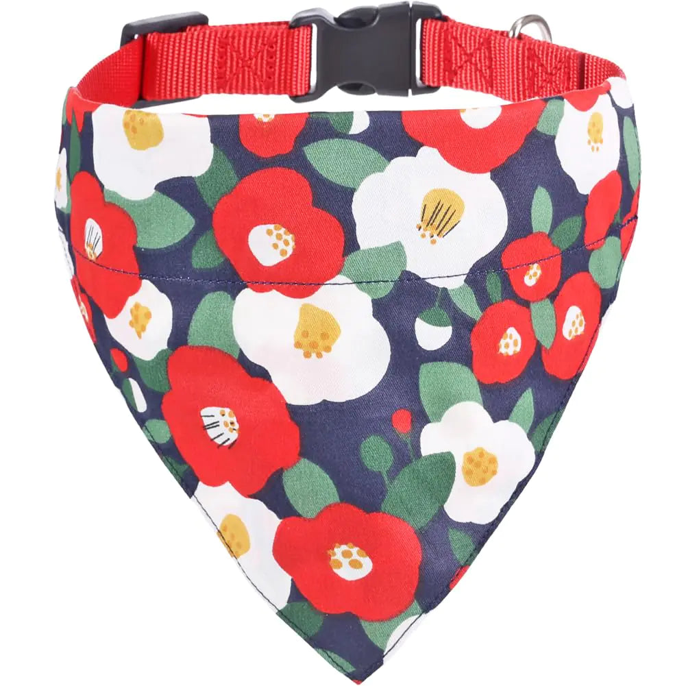 Dog Collar with Bandana Japanese Adjustable Triangle Bibs Scarf Accessories for Dogs Cats Pets